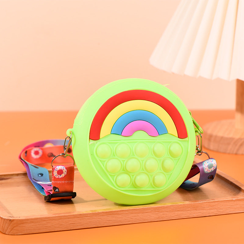 Wholesale Rainbow Silicone Decompression Kids Shoulder Bag